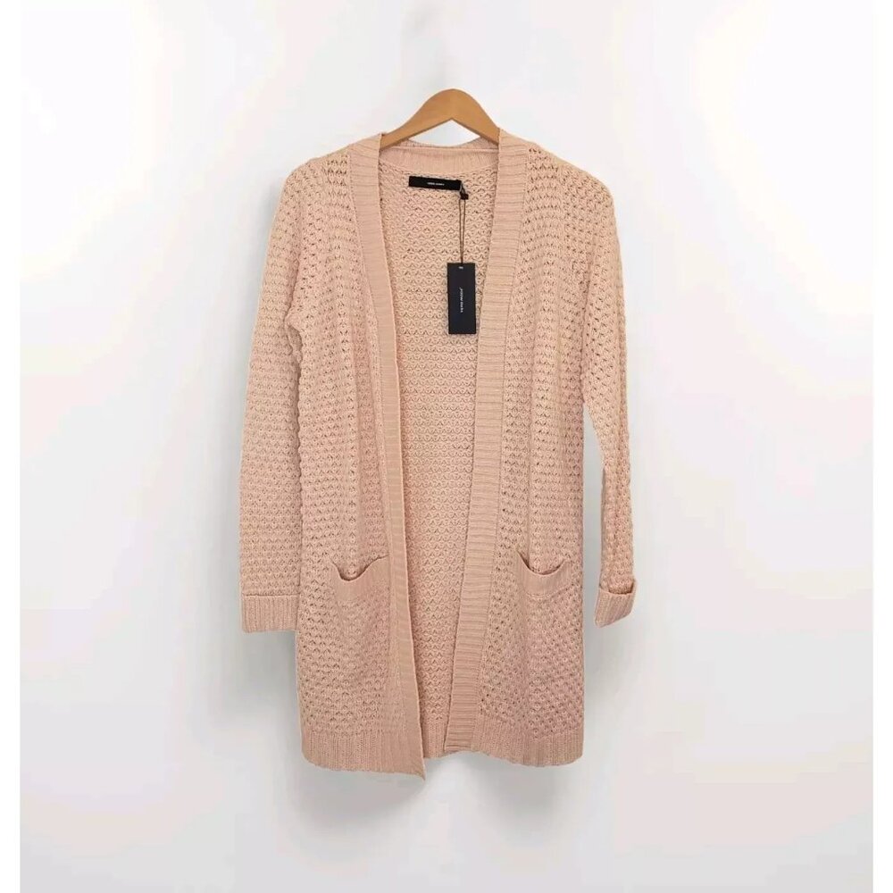 Vero Moda Open Front Cardigan Sweater Womens Small in Sepia Rose Cottagecore NWT